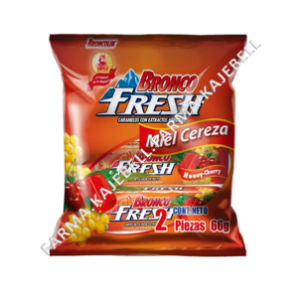 BRONCO FRESH CARAMELO Miel Cereza c/2 Pzs. 66 G.